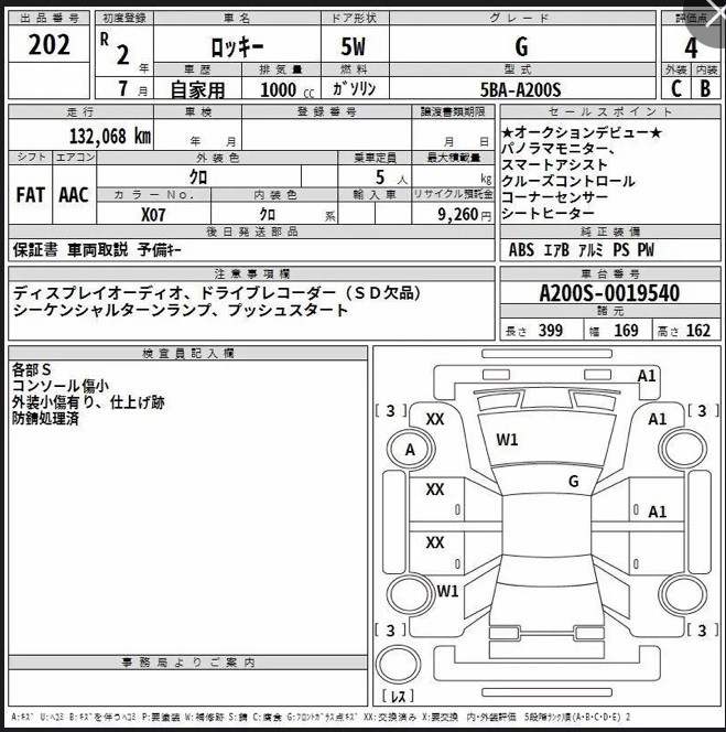 Sample Japanese Auction Sheet